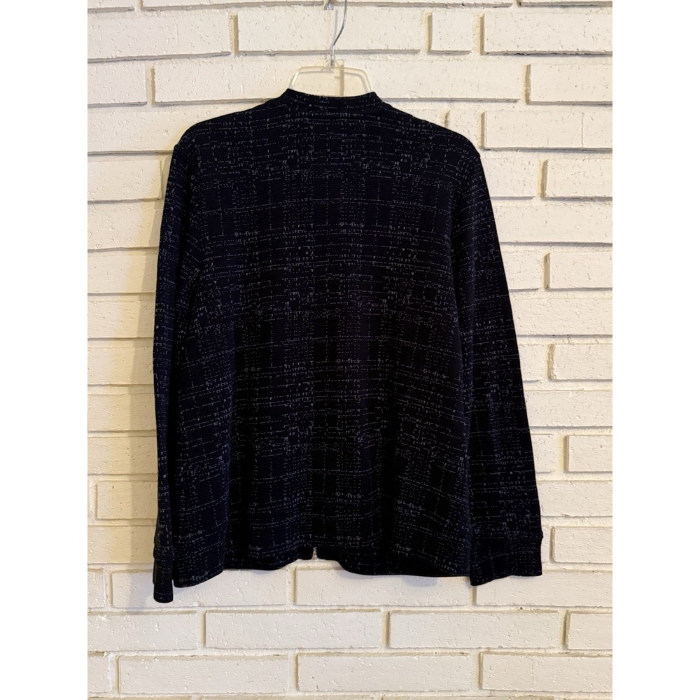 Denim & Co. Active Plaid Jacquard Zip Front Bomber Jacket Black Size Medium - Picture 4 of 6